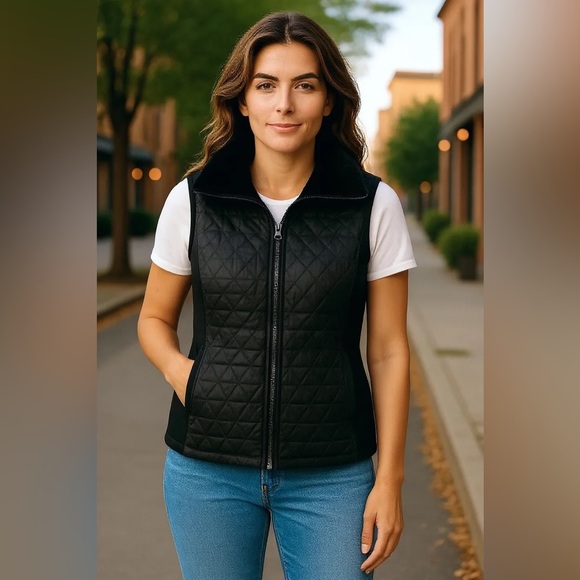 Joie Black Full Zip Vest with Faux Fur Size XL NWT - Picture 6 of 6